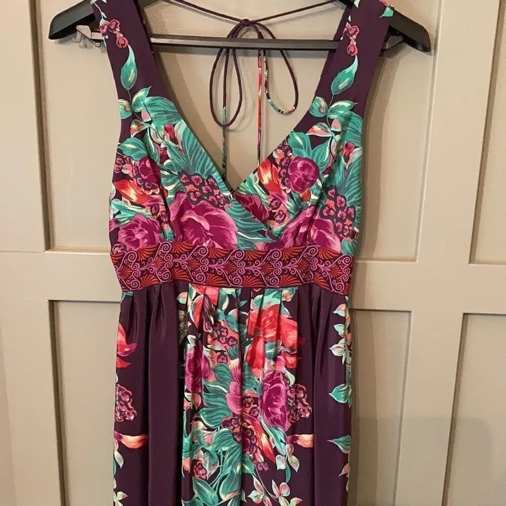 PLENTY by Tracy Reece 100% Silk Floral Sleeveless Dress